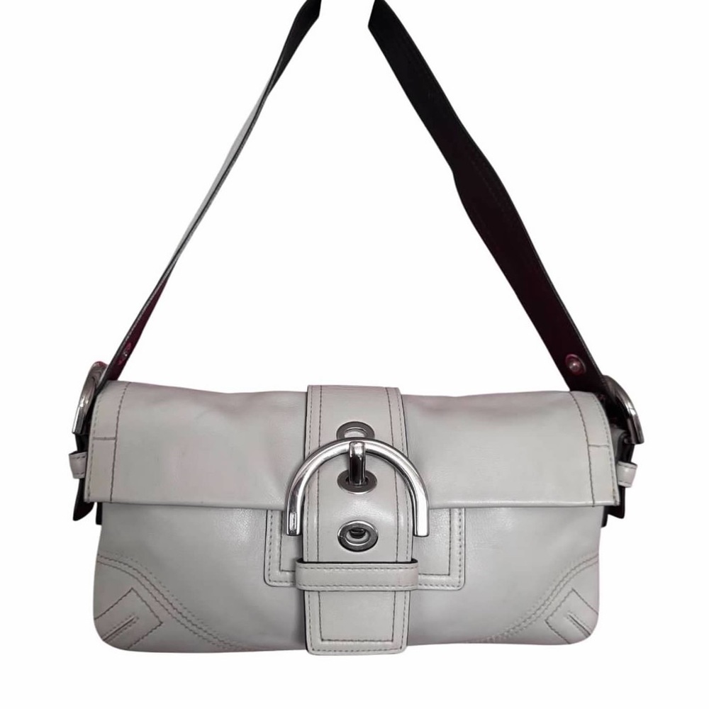 Coach Elegant Off White Leather Shoulder Bag Soho Authentic - Picture 4 of 17